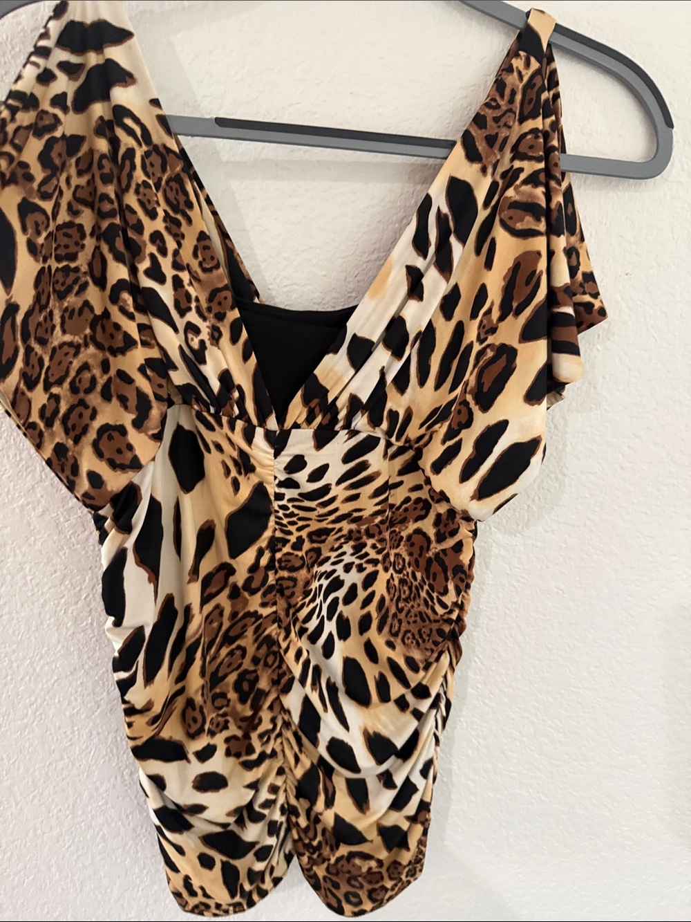 Cache Leopard Print V-Neck Tunic - Tan, Black, Cream